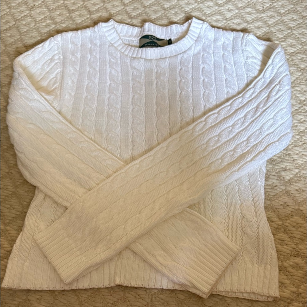 Women White Cable Knit Sweater
Cropped. NWOT Sz Small